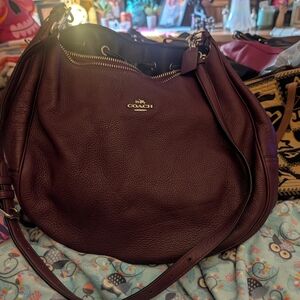 Coach Deep Purple Leather Hobo Bag